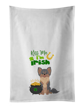 Load image into Gallery viewer, Longhaired Blue and Tan Chihuahua St. Patrick's Day White Kitchen Towel Set of 2 Dish Towels