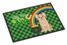 Load image into Gallery viewer, Longhaired Gold and White Chihuahua St. Patrick's Day Doormat - 24x36 Decorative Floor Mat – Indoor/Outdoor Rug with Artistic Flair
