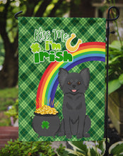 Load image into Gallery viewer, Longhaired Black Chihuahua St. Patrick's Garden Flag – "Kiss Me I’m Irish" with Pot of Gold &amp; Rainbow