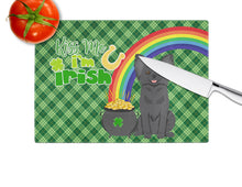 Load image into Gallery viewer, Longhaired Black Chihuahua St. Patrick's Day Glass Cutting Boards – Durable, Decorative Kitchen Art Large