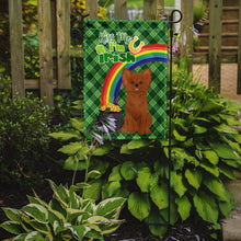 Load image into Gallery viewer, Longhaired Red Chihuahua St. Patrick's Garden Flag – "Kiss Me I’m Irish" with Pot of Gold &amp; Rainbow