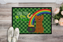 Load image into Gallery viewer, Longhaired Red Chihuahua St. Patrick's Day Doormat - 24x36 Decorative Floor Mat – Indoor/Outdoor Rug with Artistic Flair