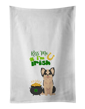 Load image into Gallery viewer, Longhaired Black and White #2 Chihuahua St. Patrick's Day White Kitchen Towel Set of 2 Dish Towels