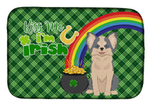 Load image into Gallery viewer, Longhaired Blue and White Chihuahua St. Patrick's Day Dish Drying Mat – Absorbent, Artistic Kitchen Essentials