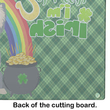 Load image into Gallery viewer, Longhaired Blue and White Chihuahua St. Patrick's Day Glass Cutting Boards – Durable, Decorative Kitchen Art Large