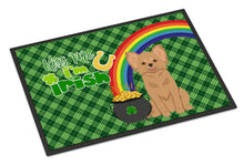 Load image into Gallery viewer, Longhaired Gold Chihuahua St. Patrick's Day Doormat - 24x36 Decorative Floor Mat – Indoor/Outdoor Rug with Artistic Flair