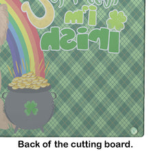 Load image into Gallery viewer, Longhaired Gold Chihuahua St. Patrick's Day Glass Cutting Boards – Durable, Decorative Kitchen Art Large