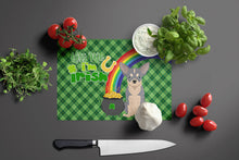 Load image into Gallery viewer, Blue and White Chihuahua St. Patrick's Day Glass Cutting Boards – Durable, Decorative Kitchen Art Large