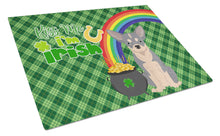 Load image into Gallery viewer, Blue and White Chihuahua St. Patrick's Day Glass Cutting Boards – Durable, Decorative Kitchen Art Large