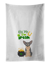 Load image into Gallery viewer, Blue and White Chihuahua St. Patrick's Day White Kitchen Towel Set of 2 Dish Towels