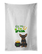 Load image into Gallery viewer, Black and Tan Chihuahua St. Patrick's Day White Kitchen Towel Set of 2 Dish Towels