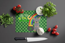 Load image into Gallery viewer, Blue and Tan Chihuahua St. Patrick's Day Glass Cutting Boards – Durable, Decorative Kitchen Art Large