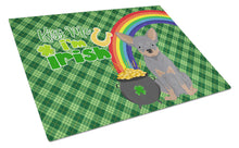 Load image into Gallery viewer, Blue and Tan Chihuahua St. Patrick's Day Glass Cutting Boards – Durable, Decorative Kitchen Art Large