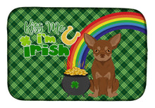 Load image into Gallery viewer, Chocolate and Tan Chihuahua St. Patrick's Day Dish Drying Mat – Absorbent, Artistic Kitchen Essentials
