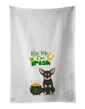 Load image into Gallery viewer, Black and Cream Chihuahua St. Patrick's Day White Kitchen Towel Set of 2 Dish Towels