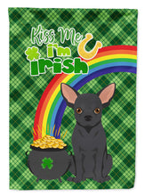 Load image into Gallery viewer, Black Chihuahua St. Patrick's Garden Flag – "Kiss Me I’m Irish" with Pot of Gold &amp; Rainbow