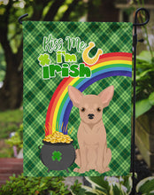 Load image into Gallery viewer, Cream Chihuahua St. Patrick's Garden Flag – "Kiss Me I’m Irish" with Pot of Gold &amp; Rainbow
