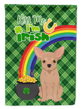 Load image into Gallery viewer, Cream Chihuahua St. Patrick's Garden Flag – "Kiss Me I’m Irish" with Pot of Gold &amp; Rainbow