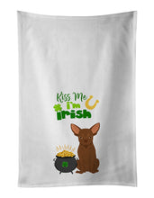 Load image into Gallery viewer, Chocolate Chihuahua St. Patrick's Day White Kitchen Towel Set of 2 Dish Towels