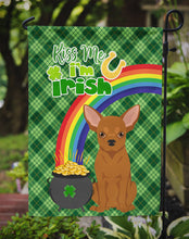 Load image into Gallery viewer, Red Chihuahua St. Patrick's Garden Flag – "Kiss Me I’m Irish" with Pot of Gold &amp; Rainbow