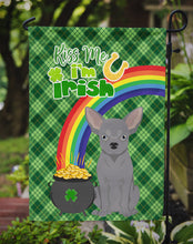 Load image into Gallery viewer, Blue Chihuahua St. Patrick's Garden Flag – "Kiss Me I’m Irish" with Pot of Gold &amp; Rainbow