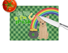 Load image into Gallery viewer, Gold Chihuahua St. Patrick's Day Glass Cutting Boards – Durable, Decorative Kitchen Art Large