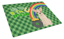 Load image into Gallery viewer, Fawn and White Chihuahua St. Patrick's Day Glass Cutting Boards – Durable, Decorative Kitchen Art Large