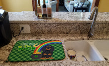 Load image into Gallery viewer, Longhair Black and Tan Dachshund St. Patrick's Day Dish Drying Mat – Absorbent, Artistic Kitchen Essentials