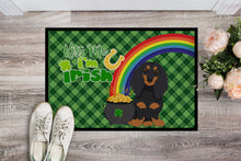 Load image into Gallery viewer, Longhair Black and Tan Dachshund St. Patrick's Day Doormat - 24x36 Decorative Floor Mat – Indoor/Outdoor Rug with Artistic Flair