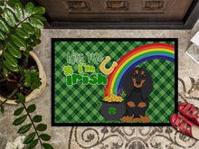 Load image into Gallery viewer, Longhair Black and Tan Dachshund St. Patrick's Day Doormat - 24x36 Decorative Floor Mat – Indoor/Outdoor Rug with Artistic Flair