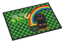 Load image into Gallery viewer, Longhair Black and Tan Dachshund St. Patrick's Day Doormat - 24x36 Decorative Floor Mat – Indoor/Outdoor Rug with Artistic Flair