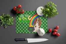 Load image into Gallery viewer, Longhair Red Pedbald Dachshund St. Patrick's Day Glass Cutting Boards – Durable, Decorative Kitchen Art Large