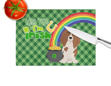 Load image into Gallery viewer, Longhair Red Pedbald Dachshund St. Patrick's Day Glass Cutting Boards – Durable, Decorative Kitchen Art Large