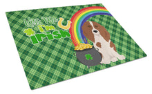 Load image into Gallery viewer, Longhair Red Pedbald Dachshund St. Patrick's Day Glass Cutting Boards – Durable, Decorative Kitchen Art Large