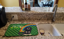 Load image into Gallery viewer, Longhair Black and Cream Dachshund St. Patrick's Day Dish Drying Mat – Absorbent, Artistic Kitchen Essentials