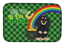 Load image into Gallery viewer, Longhair Black and Cream Dachshund St. Patrick's Day Dish Drying Mat – Absorbent, Artistic Kitchen Essentials