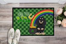 Load image into Gallery viewer, Longhair Black and Cream Dachshund St. Patrick's Day Doormat - 24x36 Decorative Floor Mat – Indoor/Outdoor Rug with Artistic Flair