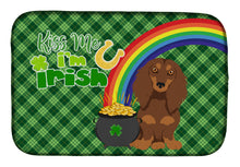 Load image into Gallery viewer, Longhair Chocolate and Tan Dachshund St. Patrick's Day Dish Drying Mat – Absorbent, Artistic Kitchen Essentials