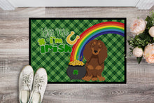 Load image into Gallery viewer, Longhair Chocolate and Tan Dachshund St. Patrick's Day Doormat - 24x36 Decorative Floor Mat – Indoor/Outdoor Rug with Artistic Flair