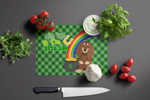 Load image into Gallery viewer, Longhair Chocolate and Cream Dachshund St. Patrick's Day Glass Cutting Boards – Durable, Decorative Kitchen Art Large