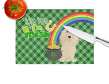 Load image into Gallery viewer, Longhair Cream Dachshund St. Patrick's Day Glass Cutting Boards – Durable, Decorative Kitchen Art Large