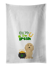 Load image into Gallery viewer, Longhair Cream Dachshund St. Patrick's Day White Kitchen Towel Set of 2 Dish Towels