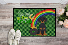 Load image into Gallery viewer, Black and Tan Dachshund St. Patrick's Day Doormat - 24x36 Decorative Floor Mat – Indoor/Outdoor Rug with Artistic Flair