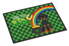 Load image into Gallery viewer, Black and Tan Dachshund St. Patrick's Day Doormat - 24x36 Decorative Floor Mat – Indoor/Outdoor Rug with Artistic Flair