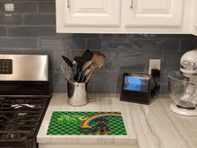 Load image into Gallery viewer, Black and Tan Dachshund St. Patrick's Day Glass Cutting Boards – Durable, Decorative Kitchen Art Large