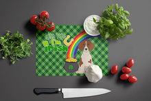 Load image into Gallery viewer, Red Piebald Dachshund St. Patrick's Day Glass Cutting Boards – Durable, Decorative Kitchen Art Large