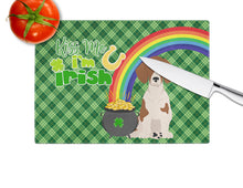 Load image into Gallery viewer, Red Piebald Dachshund St. Patrick's Day Glass Cutting Boards – Durable, Decorative Kitchen Art Large