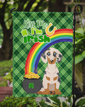 Load image into Gallery viewer, Cream Dapple Dachshund St. Patrick's Garden Flag – "Kiss Me I’m Irish" with Pot of Gold &amp; Rainbow