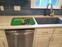 Load image into Gallery viewer, Black and Cream Dachshund St. Patrick's Day Dish Drying Mat – Absorbent, Artistic Kitchen Essentials