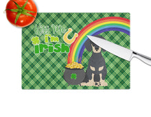 Load image into Gallery viewer, Black and Cream Dachshund St. Patrick's Day Glass Cutting Boards – Durable, Decorative Kitchen Art Large